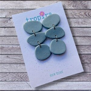 Gray Blue Stones Dangling Polymer Clay Earrings